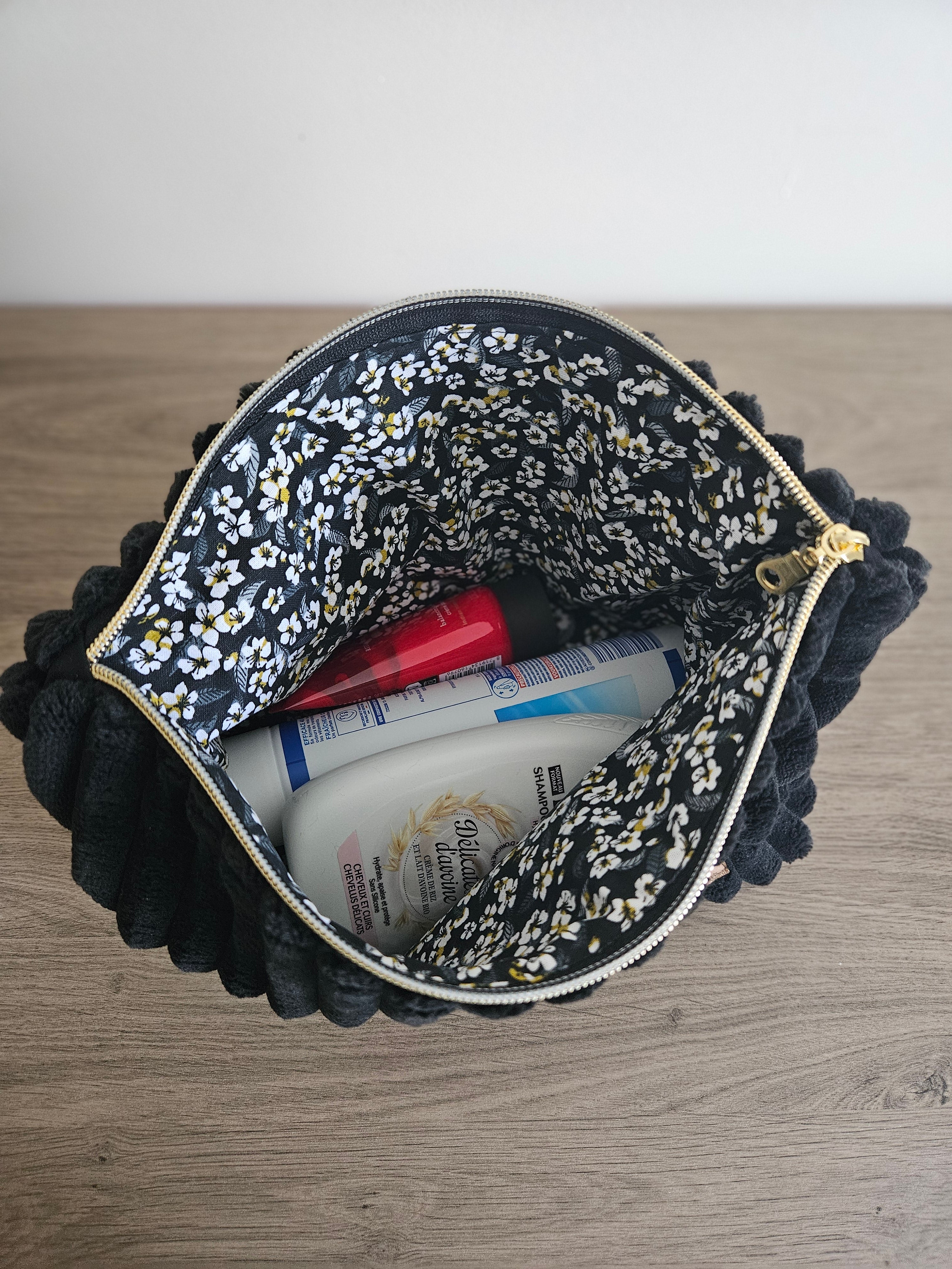 Trousse de toilette MANUKA - Noir/Fleurs